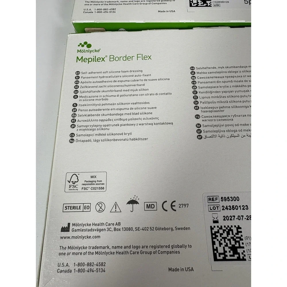 Mepilex Border Flex 4x4 Foam Bandage Dressing 10x10cm Lot 2 Boxes Sealed